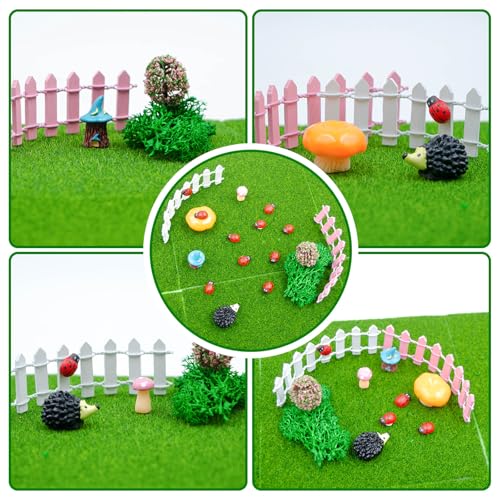 Fairy Garden Kit, 25 Pack, Fake Grass Mat and Miniatures Figurines Set, Fairy Garden Accessories, Micro Landscape Ornaments, DIY Mini House Decor