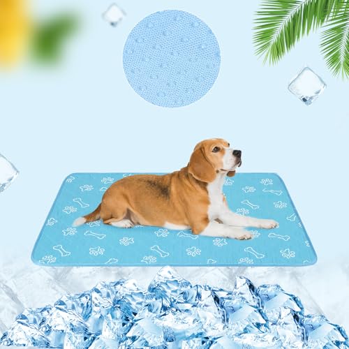 BEAUTYZOO Upgraded Dog Self Cooling Mat Ice Silk Chill Pads for Small Medium Large Dogs Q-MAX＞0.43-Summer Reusable Pet Training Pad - Absorbent Non-Slip Cool Mat for Kennels,Crates,Beds, 22" x 28"