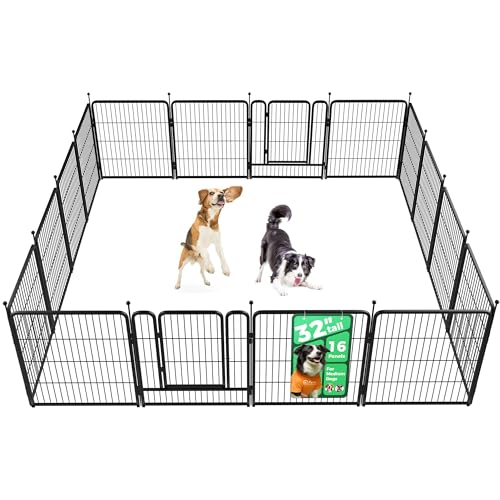 FXW Rollick Dog Playpen, Indoor, Yard & RV Camping, 32" H, 16 Panels | Easy setup, Heavy-duty, DIY layouts, for Small & Medium Dogs, Patented - color: Black, size: 32"H
