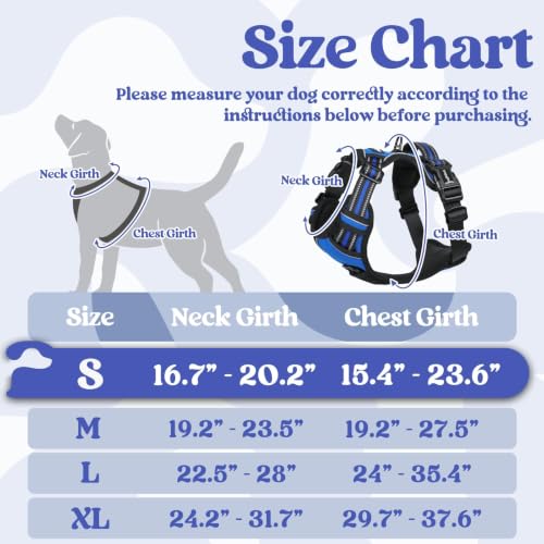 rabbitgoo Dog Harness Small Sized, Updated Easy On & Off with 3 Buckles | No Pull No Choke, Walking with 2 Clips and Handle, Adjustable Soft Reflective, Blue, Small - color: Blue, size: Small
