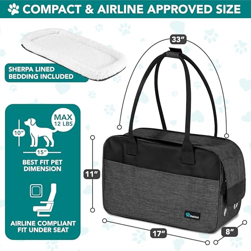 PetAmi Dog Purse Carrier for Small Dogs Cats, TSA Airline Approved Soft-Sided Pet Carrier with Pockets, Ventilated Travel Tote Bag with Bed & Shoulder Strap, Puppy Kitten, Max 12 lbs, Heather Charcoal - color: Heather Charcoal