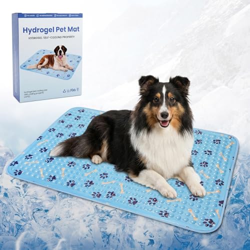 Cooling Dog Bed 44 Inch, Patent Self-Cooling Gel Mat for Large Dogs, | Cats & Multi-Pet Homes, Waterproof Non-Slip Cooling Pad for Kennels, Patios, Camping, Outdoor Summer Heat Relief - size: Large