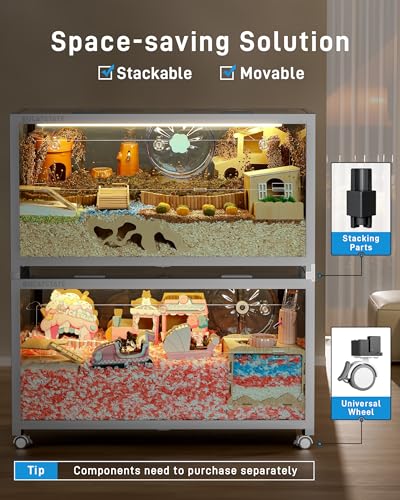 BUCATSTATE Hamster Cage 3.0, Large Hamster Enclosure (39in, White) | 5.4 ft² Small Animal Habitat with Deep Bedding Space for Hamster Enrichment, Stackable Aluminum Frame, Front & Top Access - color: White, size: 39.3"L x 19.7"W x 20.4"H