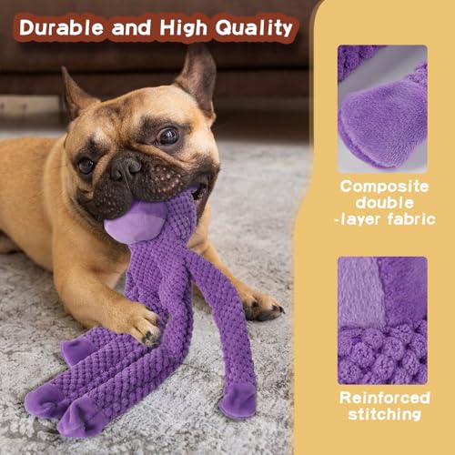 Act boldly 5 Pack Dog Squeak Toys, Durable Plush Chew Toys for Small, Medium & Large Dogs for Teething & Interactive Play - color: brown/white/grey/green