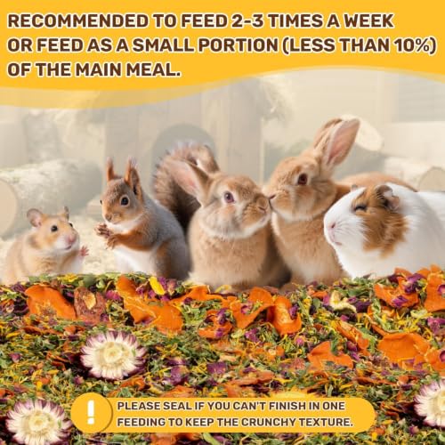 Sukh 5.64oz Natural Botanical Rabbit Treats for Guinea Pig & Hamster | 160g Healthy Natural Mixed Freeze Dried Vegetable,Flower & Fruit Hamster Treat for Bunny,Guinea Pig,Hamster,Chinchilla,Gerbil