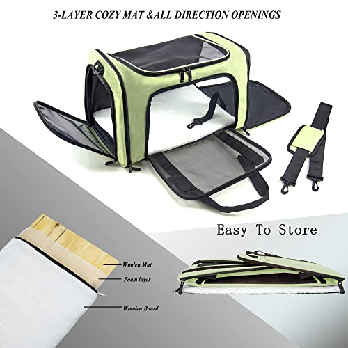 Soft Sided Carrier for Small Medium Cats Dogs,TSA Airline Approved Collapsible Travel Pet Carrier Medium Green - color: Green, size: Medium