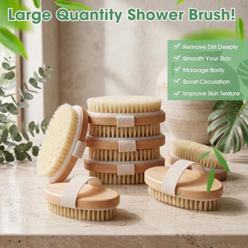 Gejoy 10 Pcs Dry Brushing Body Brush for Lymphatic Drainage Exfoliating Brush with Massage Nodule Dry Skin Body Scrubber Cellulite Shower Circulation Dead Exfoliator (Exfoliating Version,Wood Color) - color: Exfoliating Version
