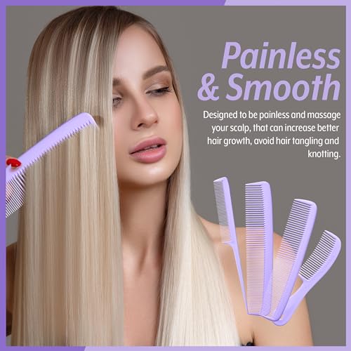 Mars Wellness 4 Piece Professional Lavender Comb Set for Women -USA MADE | Rat tail, dresser & styling combs for teasing, parting, backcombing & sectioning. Premium grade, barber quality, Lavender - color: Lavender, size: 4 Piece Set