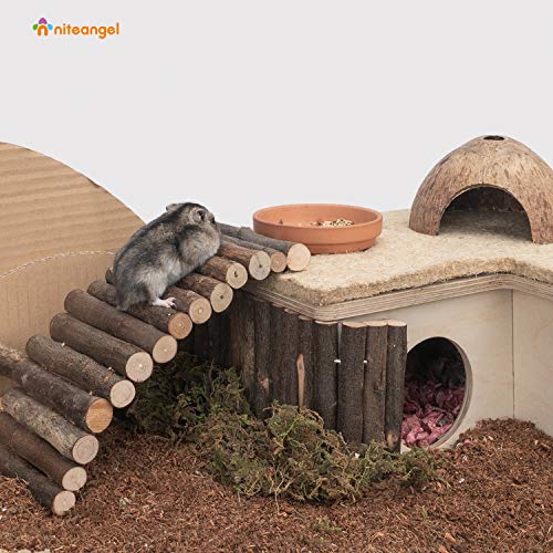 Niteangel Wooden Ladder Bridge, Hamster Mouse Rat Rodents Toy, Small Animal Chew Toy - size: 8.4'' x 3.9'' (2 Packs)
