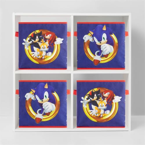Sonic the Hedgehog Set of 2 Durable Storage Cubes with Handles, 10"x10"x10" Cubes - color: Sonic