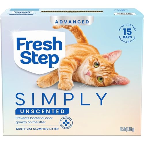 Fresh Step Advanced Simply Unscented Multi Cat Clumping Cat Litter, 18.5 lb | Formulated with No Added Dyes or Fragrances, Ammonia Block Technology, Low Dust, Compatible with Most Automatic Litter Boxes - size: 18.5 lb