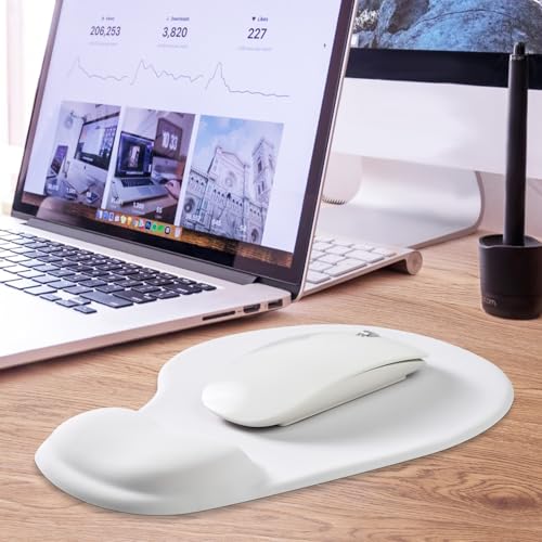 JIKIOU Ergonomic Mouse Pad with Gel Wrist Rest 2 Pack, Portable Small Blank | Upgraded-Prevent Gel Leakage, Ergonomic Design for Pain Relief, Cooling Gel filled, Smooth Lycra Surface, Non-Slip PU Base - color: 06White