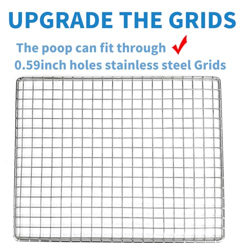 PODOO Stainless Steel Grids for Rabbit Litter Box, 1.5cm Holes, Fits 22x18x3inch Large Guinea Pig Litter Box, Ideal for Small Animals (only Grids) (Large) | Grid only for the PODOO Large litter box 22x18x3inch with 1.5 cm holes. Not compatible with other