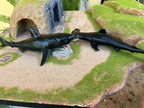 Gemini&Genius Great White Shark Hammerhead Shark Toy Set Sea Animal Figures | 10 Inches Length Ocean Models for Kids Educational, Role Play, Swim, Bath and Collectors - color: White