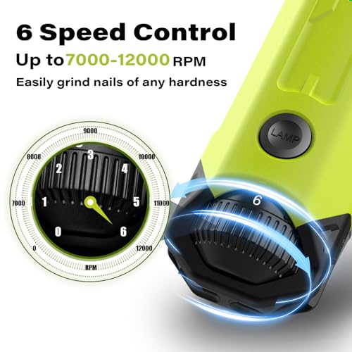 Casfuy 6-Speed Dog Nail Grinder - Newest Enhanced Pet Nail Grinder Super Quiet Rechargeable Electric Dog Nail Trimmer Painless Paws Grooming & Smoothing Tool for Large Medium Small Dogs (Green) - color: Green