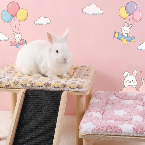 2 Pack Bunny Bed, 11.8 x 7.9 Inch Rabbit Bed Soft Warm Small Animal Beds Mat Cozy Washable Blanket Plush Rabbit Sleep Beds for Rabbits, Guinea Pig, Hamster, Chinchilla, Hedgehog