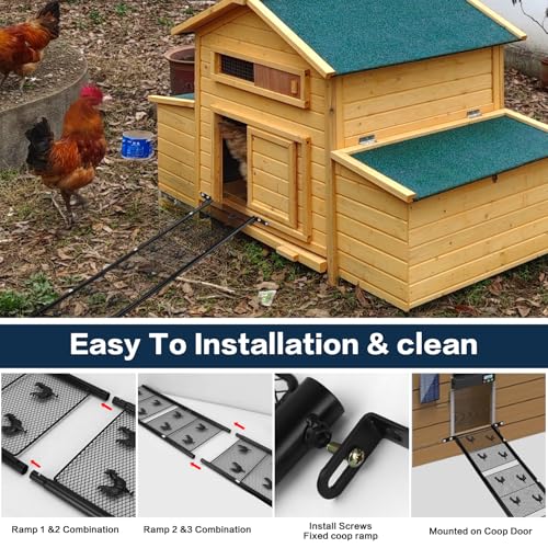 Chicken Coop Ramp,Metal Chicken Ladder for Coop Accessories, Ladder Length Adjustable for Henhouse, Coop Steps for Feet Problem or Cannot Fly Chickens ducks, Duty Sturdy,Corrosion-Resistant Waterproof