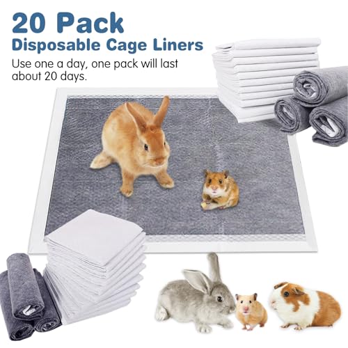 kathson 20 Pcs Guinea Pig Cage Liners Disposable 13" x 18" Rabbit Disposable Potty Training Pad Super Absorbent & Leak-Free Pet Supplies for Bunny Kitten Small Dog Guinea Pig - size: 13" x 18" / 20PCS