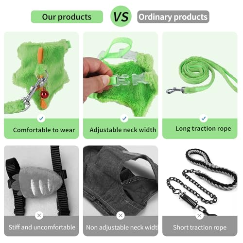 Ferret Harness,Ferret Leash, Ferrets Harness and Leash Set with Safe Bell | Ferrets Collar Small Animals Vest Harnes for Puppy, Teacup Dog and Other Small Pet，Green - color: Green