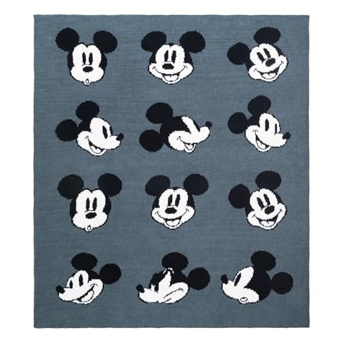 Jay Franco Disney Mickey Mouse Faces Feather Knit Fluffy Throw Blanket - Fuzzy Blanket Measures 50 x 60 Inch | Super Soft Lightweight Bedding - color: Gray - Mickey Mouse