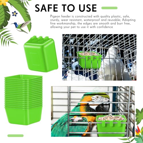 50 Pcs Cage Cups Chicken Feeder Cups 16 oz Hanging Bird Food Water Bowl Bunny Cage Feeding Dish for Pet Parrot Rooster Parakeet Poultry Pigeon(Green) - color: Green