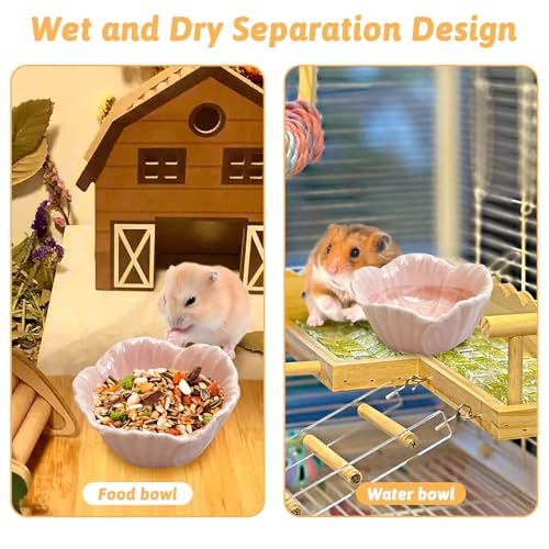Tfwadmx 2 Pcs Hamster Food Bowl, Ceramic Pet Hamster Bowl Dwarf Hamster Food Bowl Feeder Hamster Water Rat Bowl Small Animal Food Dish for Golden Bears, Hedgehogs, Dutch Pigs, Parrots (Pink) - color: Pink