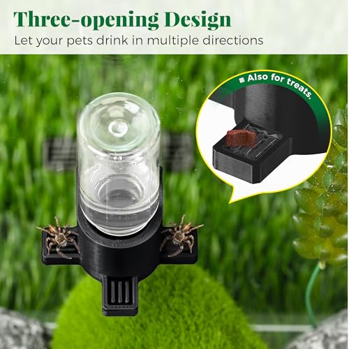 2 Pcs 10ML Jumping Spider Water Dispenser with Magnets, Black | Gravity-Fed Automatic Water Supply, Safe Material forTarantulas Enclosure/Habitat, Flexible Magnetic Installation