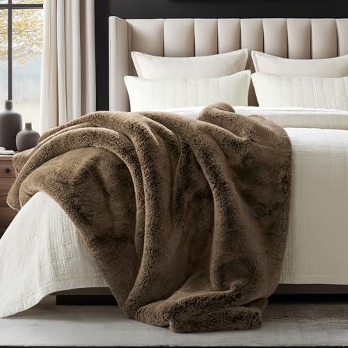 EVERGRACEHOME Faux Chinchilla Fur Throw Blanket, 50"x60", Brown Sable | Luxury, Super Soft, 1220GSM, Fluffy Cozy Mink, Reversible Velvet Back, Warm Thick Heavy Winter Throw for Couch Bed, Gift - color: Brown Sable, size: 50"x60"