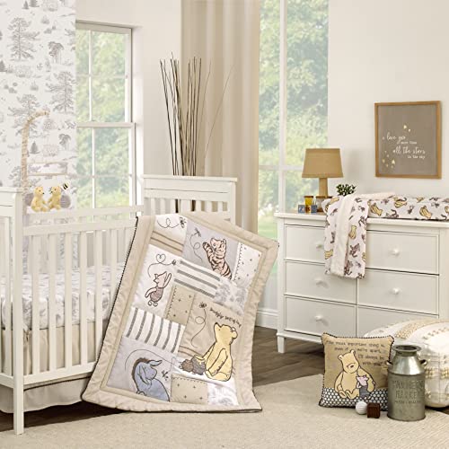 Disney Classic Pooh Hunny Fun with Piglet and Tigger White and Taupe Super Soft Baby Blanket - color: Classic Pooh - Hunny Fun