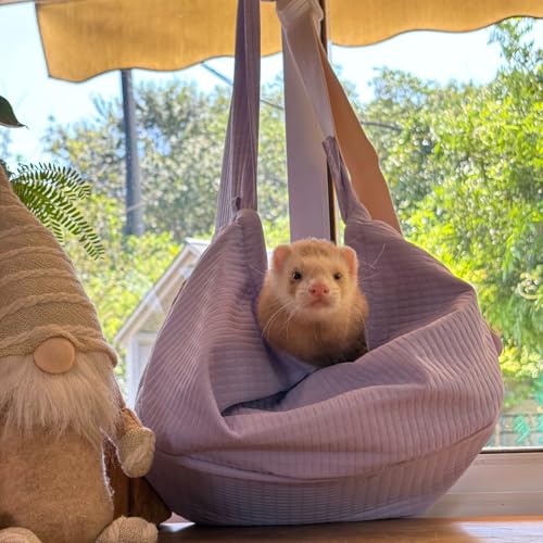 Ferret Sling Carrier - Pet Carrying Bag with Adjustable Strap Hands Free Shoulder Bag Crossbody Travel Slings Soft Small Animal Bonding Pouch Front Backpack for Ferret Rabbit Puppy Kitten (Purple) - color: Purple
