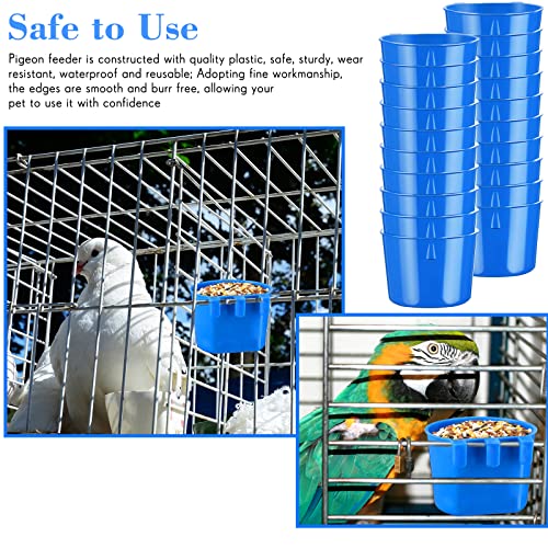 Sumind 60 Pcs Cage Cups Chicken Feeder Birds Hanging Feeders Seed Bowl 8 oz Plastic Water Bowl Hanging Chicken Waterer Feeding Watering Dish Coop Cups for Parrot Parakeet Poultry(Blue) - color: Blue