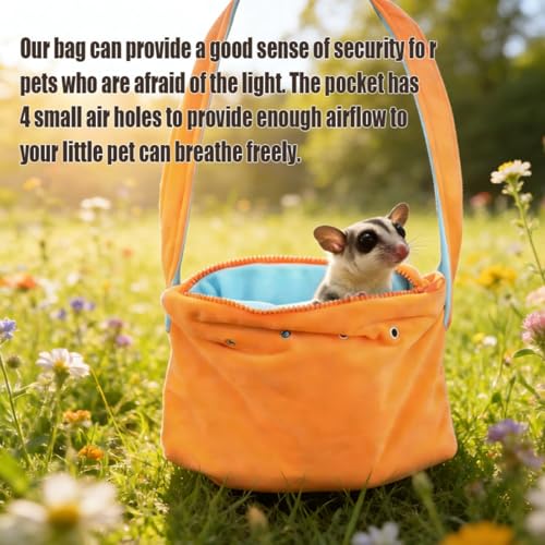 Meow&Woof Small Pet Bonding Pouch & Carrier Sling - Adjustable Strap, Travel Sleep Bag for Sugar Gliders, Ferrets, Rats, Hedgehogs, Hamsters - Outdoor Orange