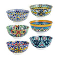 HENXFEN LEAD Boho Ceramic Dessert & Snack Bowls Set of 6, 10 oz | Assorted Patterns, Ideal for Ice Cream, Yogurt, Fruit, Nuts, Rice & Side Dishes, Microwave & Dishwasher Safe - size: 10 Oz