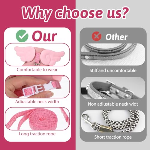 Ferret Harness and Leash Set Small Animals Vest Harness Soft-Harness Leash Vest Set with Bell Guinea Pig Clothes for Baby Ferret Rats Hamster Teacup Chihuahua Mouse Small Pet - color: Pink