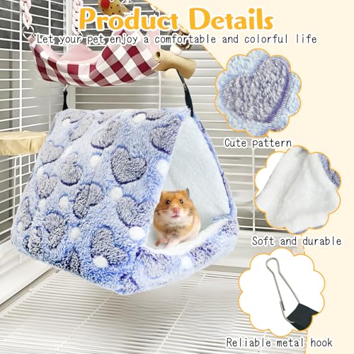 PINVNBY Rat Hammock Bed Soft Guinea Pig Hideout Bed Hanging & Washable Hamster Toy Ferret Cage Accessories for Squirrel Sugar Glider Chinchilla Rat (Purple)