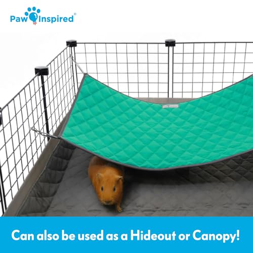 Paw Inspired Hanging Fleece Hammock for Small Animals, Gray/Green | Hammock with Swivel Clips for Pet Cage for Ferrets, Rats, Chinchillas, Sugar Gliders, Hideout Toy for Guinea Pigs, Hamsters - color: Gray/Green