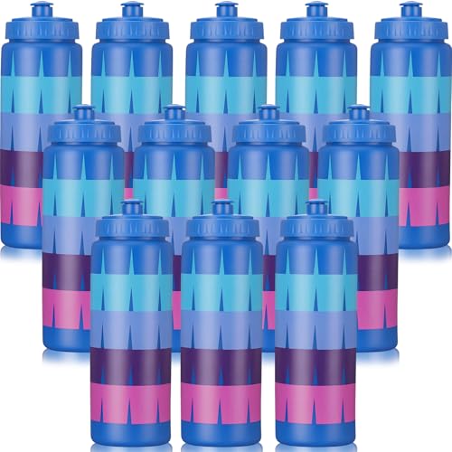 12 Pack 20 oz Video Game Plastic Water Bottles Bulk, Reusable Blue Purple Gradient Squeeze Water Bottles with Leakproof Pull Top Lid for Video Game Party Supplies Sports Outdoor Activities - style: Blue Purple