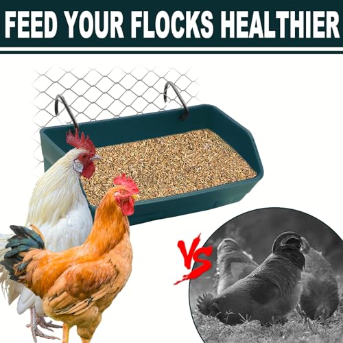 Fence Hanging Chicken Feeder - 4 Pack Feed Trough with Clips for Goat Duck Sheeple Horse Goose, Pig Poultry, Chicken Feeder Bucket Feeding Container for Livestock (Green) - color: Green
