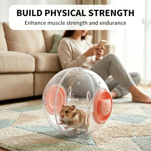 Hamster Exercise Ball, 7 Inch Running Wheel for Dwarf Hamsters to Reduce Boredom and Increase Activity-Pink