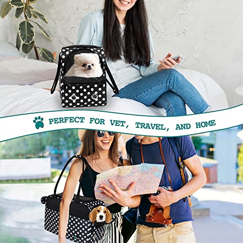 PetAmi Dog Purse Carrier for Small Dogs Cats, TSA Airline Approved Soft-Sided Pet Carrier with Pockets, Ventilated Travel Tote Bag with Bed & Shoulder Strap, Puppy Kitten, Max 12 lbs, Polka Dot Black - color: Polka Dot Black