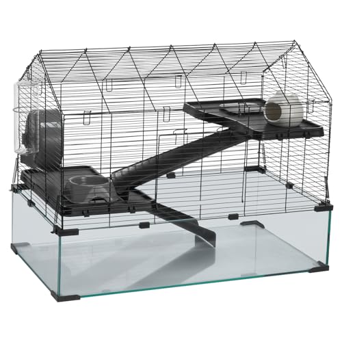VEVOR Hamster Cage, 360°Viewing Transparent Hamster Habitats, Small Animal Cage, 29.5 x 17.3 x 24 in, Ventilated Pet Mouse Cages with Water Bottle, Portable Hamster House for Rats, Guinea Pigs - size: 29.5"L x 17.3"W x 24.0"H
