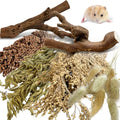 Tfwadmx 2PCS Wood Hamster Climbing Branches & Small Animal Natural Ear of Grain Spray Hamster Bedding Habitat Decor Rat Exercise Toys Treat Cereal Grain for Hamsters Gerbils