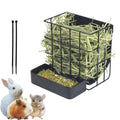 Rabbit Hay Feeder Guinea Pig Hay Feeder, Hay and Food Holder with Hook Heavy-Duty Metal Frame Hay Rack，for Bunny, Guinea Pigs,Chinchillas， Comes with Two Multifunctional Zippers-6.8x6.7x6.6inch - color: Black, size: 1 piece Small