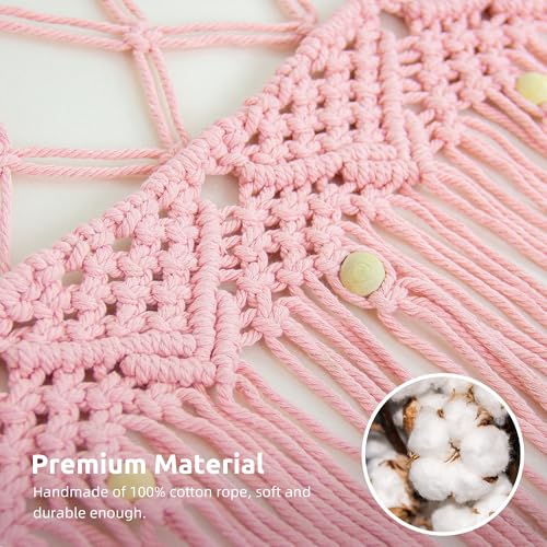 Large Stuffed Animal Hammock, Stuffed Animal Storage Toy Hammock Net for Stuffed Animals Corner, Plushie Net Hammock Toy Organizer for Boho Playroom Baby Nursery Decor - color: Pink