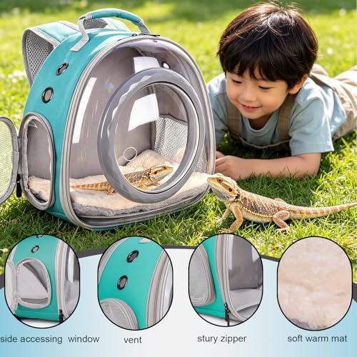 WEVONIGU Guinea Ping Travel Backpack Carrier with Clear Bubble Dome Window Large Space & Breathable Travel Cage with Soft Mat Airline Approved