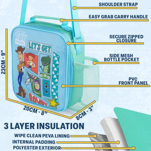 Get Trend Toy Story Boys Lunch Box 3Pc Set | Kids Insulated Lunch Bag with BPA-Free Water Bottle and Bento Box, Back to School Woody & Buzz Lightyear Gifts for Boys - color: Blue/Multi Toy Story