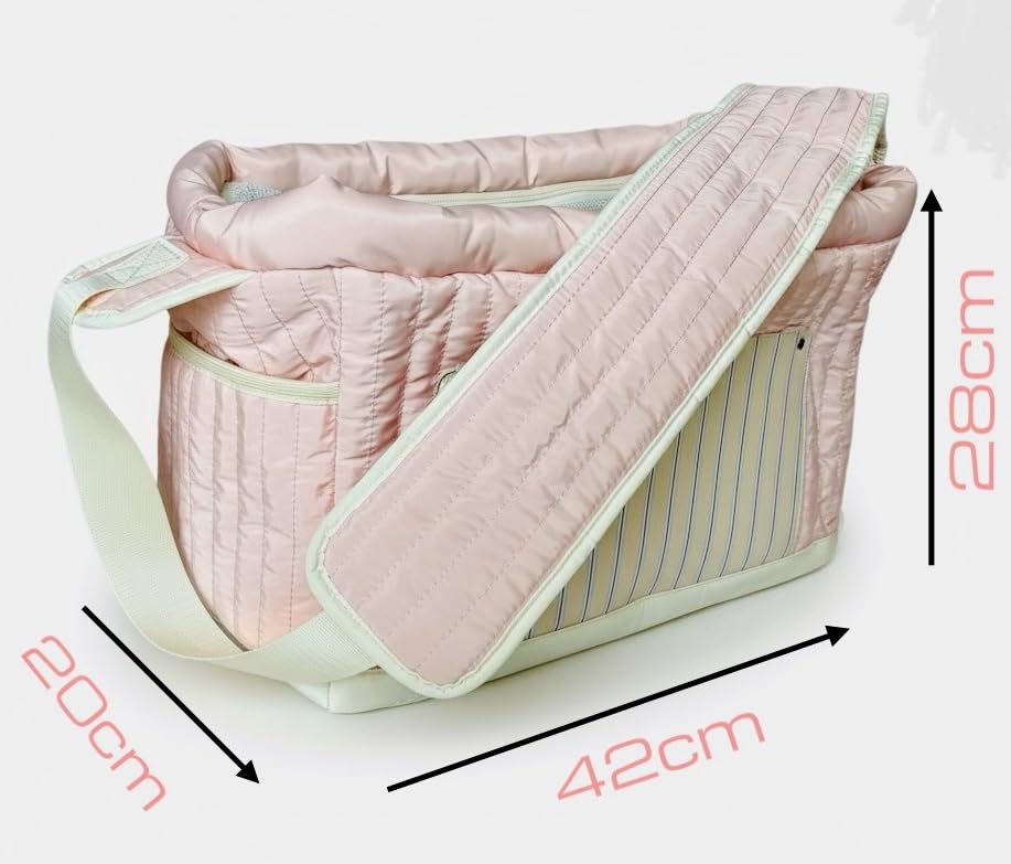 Tristan Home Luxury Quilted Pet Carrier Tote Bag, Waterproof, Adjustable Shoulder Strap, 42cm x 28cm x 20cm, Cream White - color: Cream White