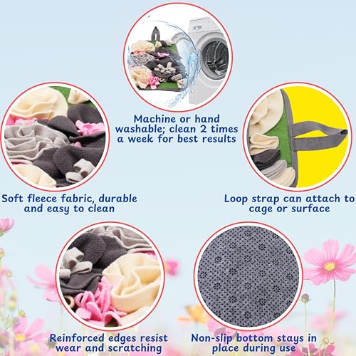 Foraging Mat For Hedgehog Enrichment Toys, Hedgehog Toys For Cage and Water Bowl, Interactive Feeding Toy For Small Pet, Rabbit Foraging Mat, Hedgehogs Accessories, Guinea Pig Toy (Gray, 17.7x9.8in) - color: Gray