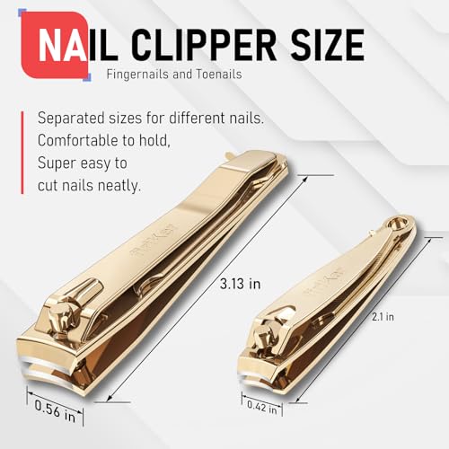 firiKer Nail Clippers with Nail File,Fingernail Clipper,Toe Nail Clippers | Nail Clipper Set ( Golden), Large for Toenails,Small for Fingernails, Used Separately, Ideal Gift for Men and Women - color: Light Gold