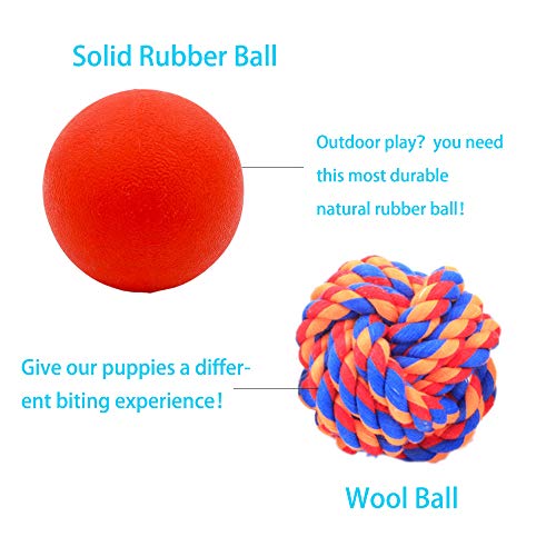 Volacopets Puppy Balls - Pack with Different Functions & Teething Toys for Small Dogs, Squeaky Dog Balls, Rubber Chew Toys for Enrichment - size: Small (4 Pack)